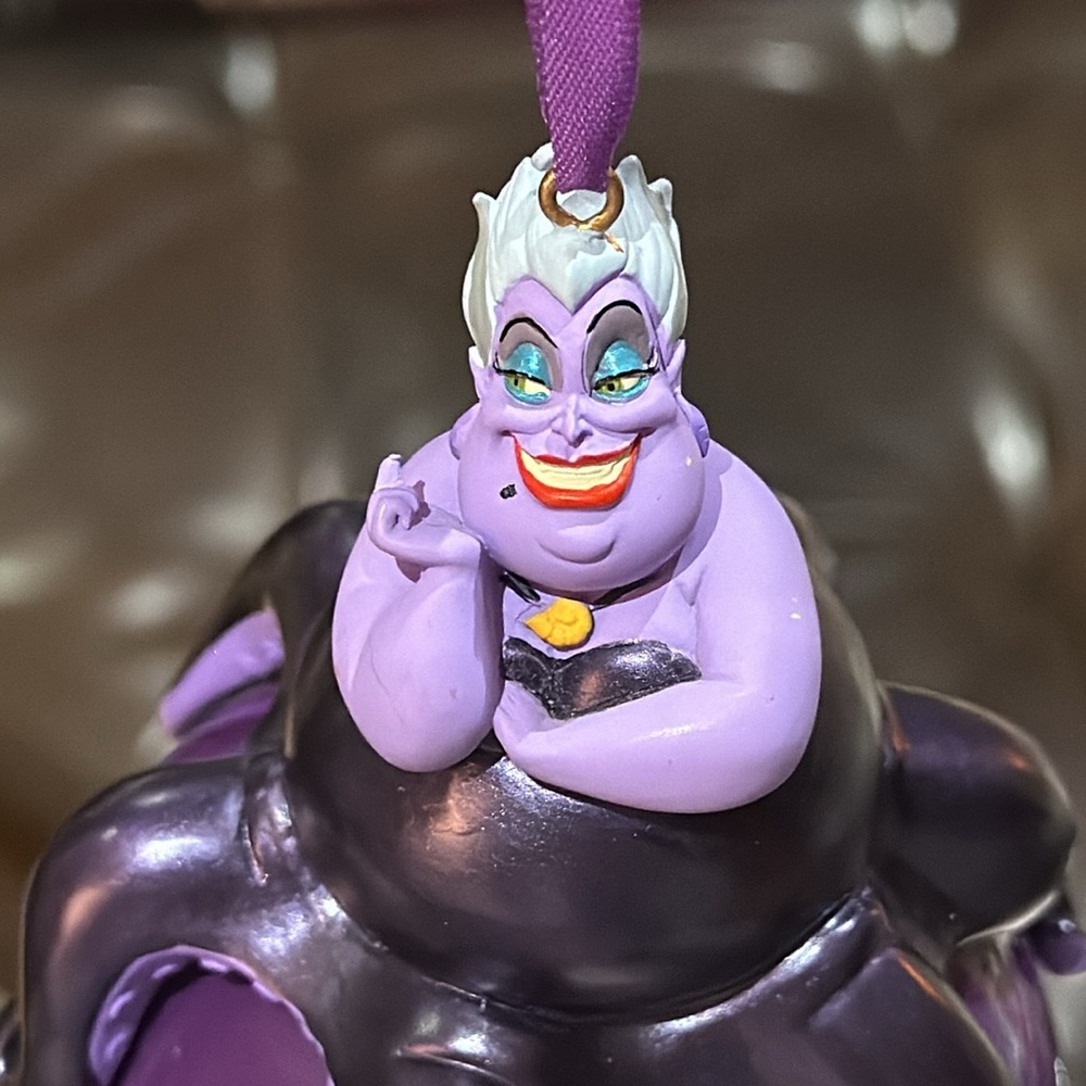 DISNEY Store, RARE Ursula Purple Glass Ball Sketchbook Ornament, PRISTINE - Picture 12 of 17